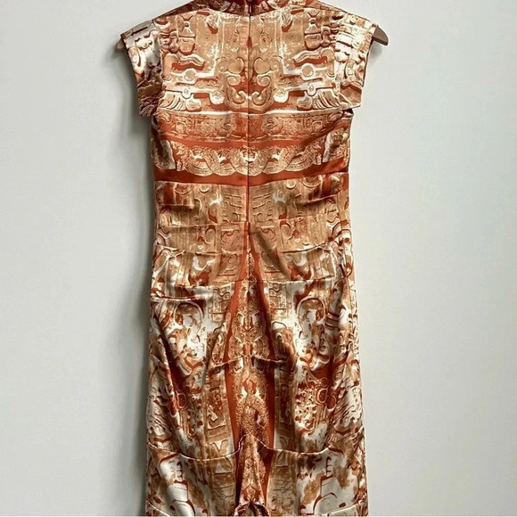 Nicole Miller Bodycon Ruched Dress Silk Baroque Vintage 90's Greek Goddess SZ 0 - Picture 14 of 16